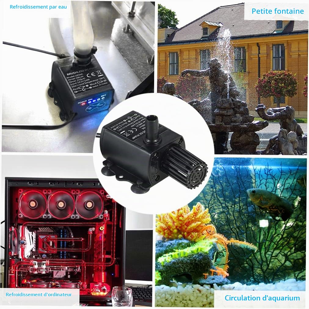 Decdeal Ultra-silencieux Mini USB DC5V 4.8W 300L / H Ascenseur 300cm Pompe à Eau Brushless Fontaine Submersible Étanche avec Fonction d'Ajustement de Débit