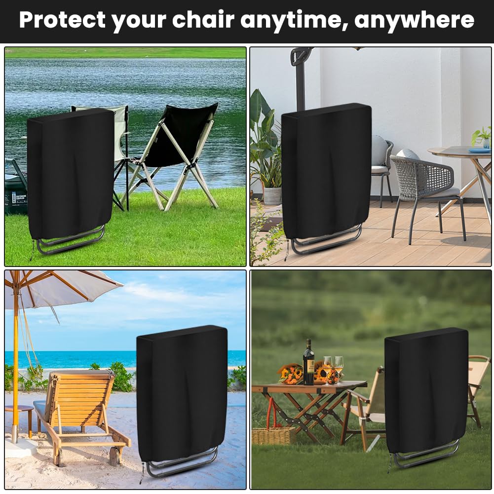 OFFCUP 2 Pezzi Copertura Sedia per Sedie Pieghevoli Giardino Tessuto Oxford 210D Impermeabile, Antivento Anti-UV