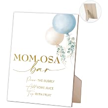 Balloon Momosa Bar Sign,Baby Shower Sign for Baby Shower,Mom Birthday,Mother s Day,Gender Reveal Party,Neutral Sign,Baby Shower Decorations,Gender Reveal Tabletop Sign,Wood Signage With Stand,11