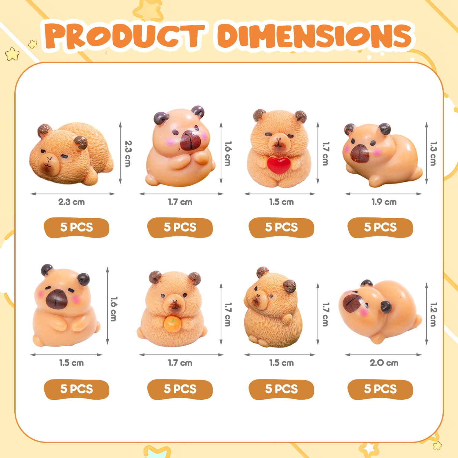 40Pcs Mini Capybara Animals Set, Mini Resin Figurines, Miniature Capybara Figures - Image 2