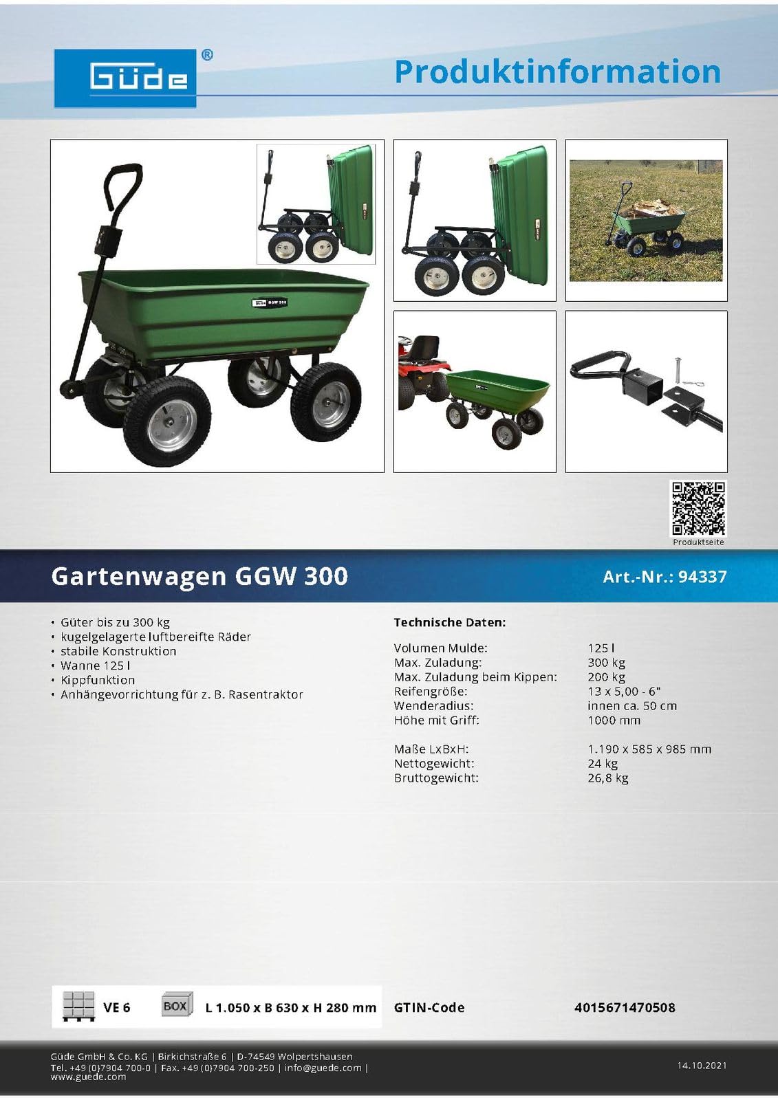 Güde Werkstattwagen für Garten GGW 300