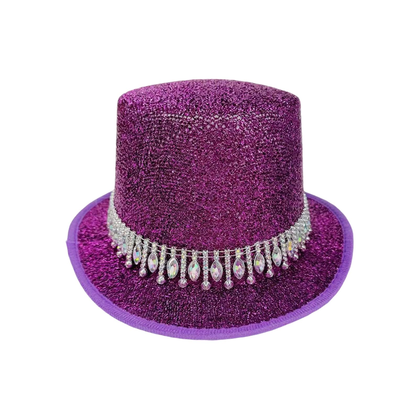 MICFENY Magicians Hat for Men Women with Rhinestones Decors Fedoras Hats Cosplay Costume Caps Stage Show Ceremony Hat