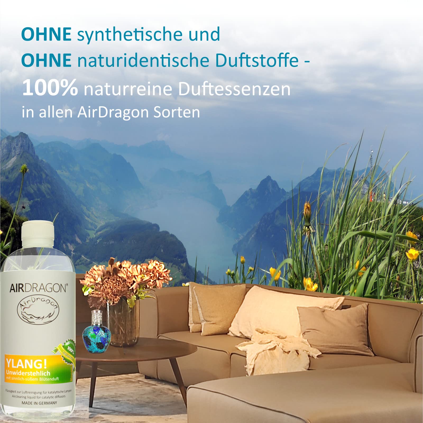 AIRDRAGON® Zestaw zapachowy • NEUTRAL + YLANG! • 2 x 1 litr • Do każdej lampy katalitycznej • bez sztucznych substancji zapachowych • Premium naturalny zapach do pomieszczeń