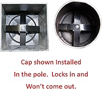 Vista 3 de Tapa superior redonda de poste de luz de 3" - Plástico negro