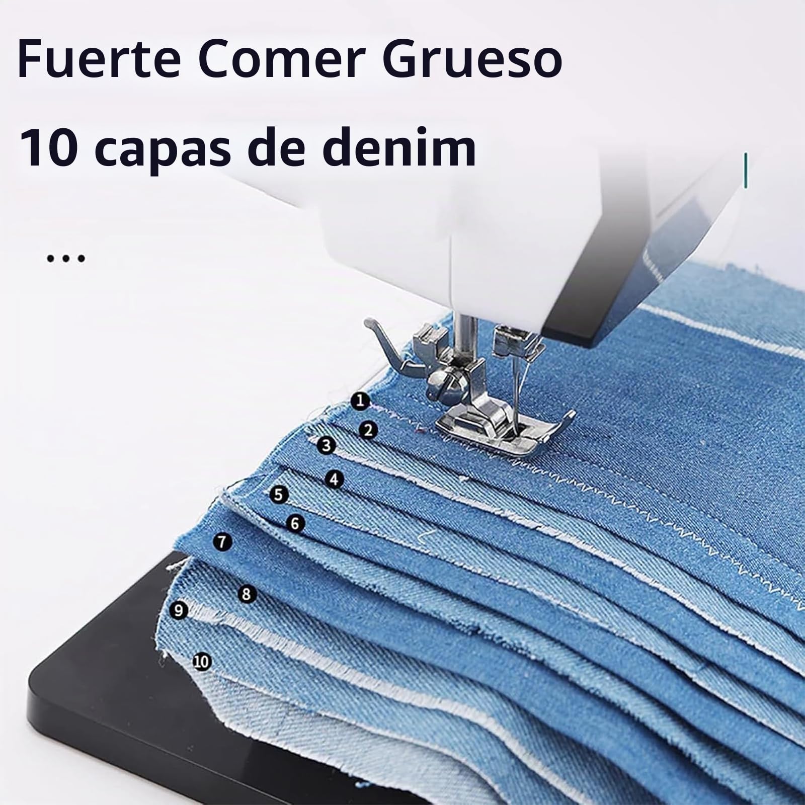 Máquina de Coser Industrial portátil automática con 38 Puntadas integradas, 12 Funciones, Ideal para Principiantes y Profesionales, Ideal para Telas Gruesas de 6 a 8 Capas.