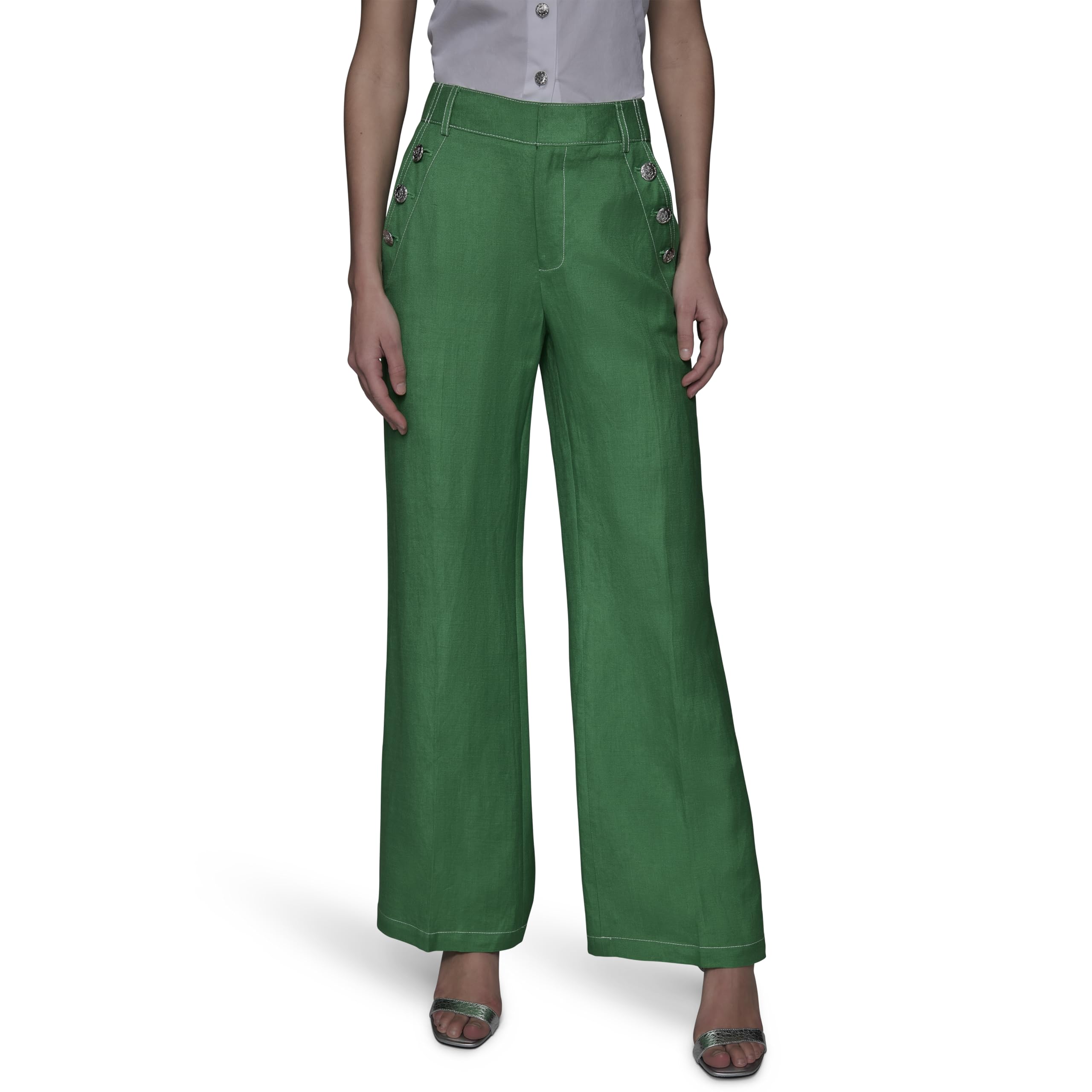 Karl Lagerfeld Womens Everyday Linen Essential Sailor Pant