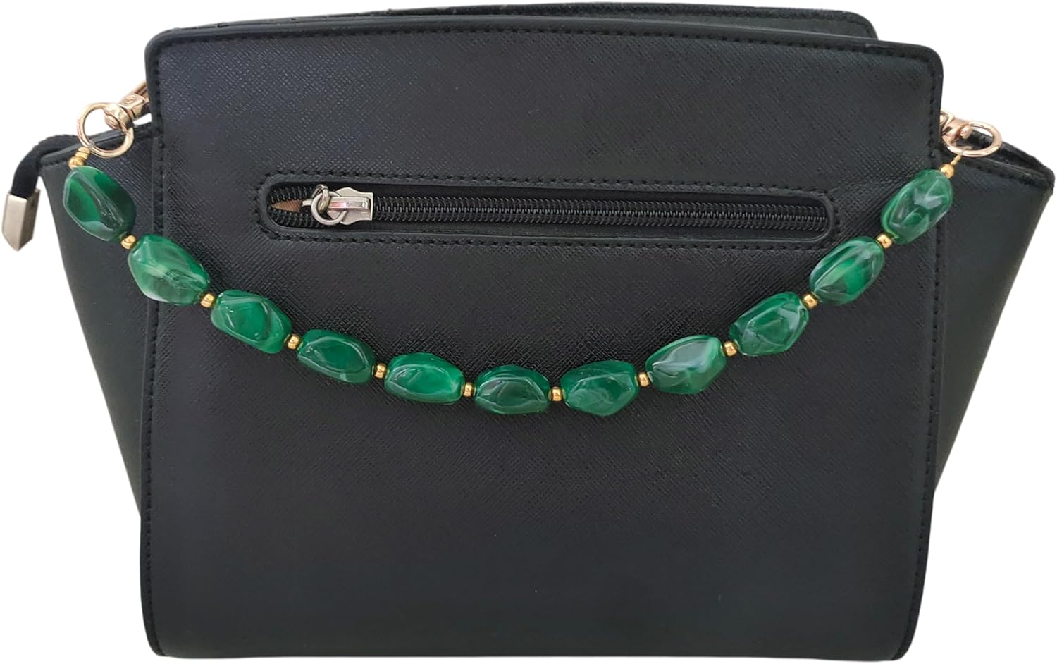 Short Purse Chain 14 inch Bead Purse Strap Decorative Acrylic Purse Chain Extender for Handbag Underarm Bag(Dark Green) - Image 4