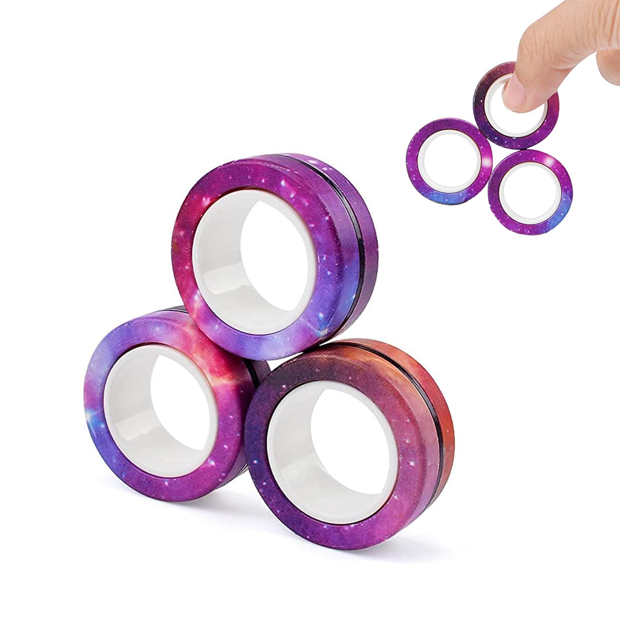 Kidology Magnetic Fidget Rings, Fidget Spinner Therapy Toys for Sensory Play, Magnetic Fidget Toy,, Stress Relief Anxiety Rings for Kids & Adults (Pink/Purple)