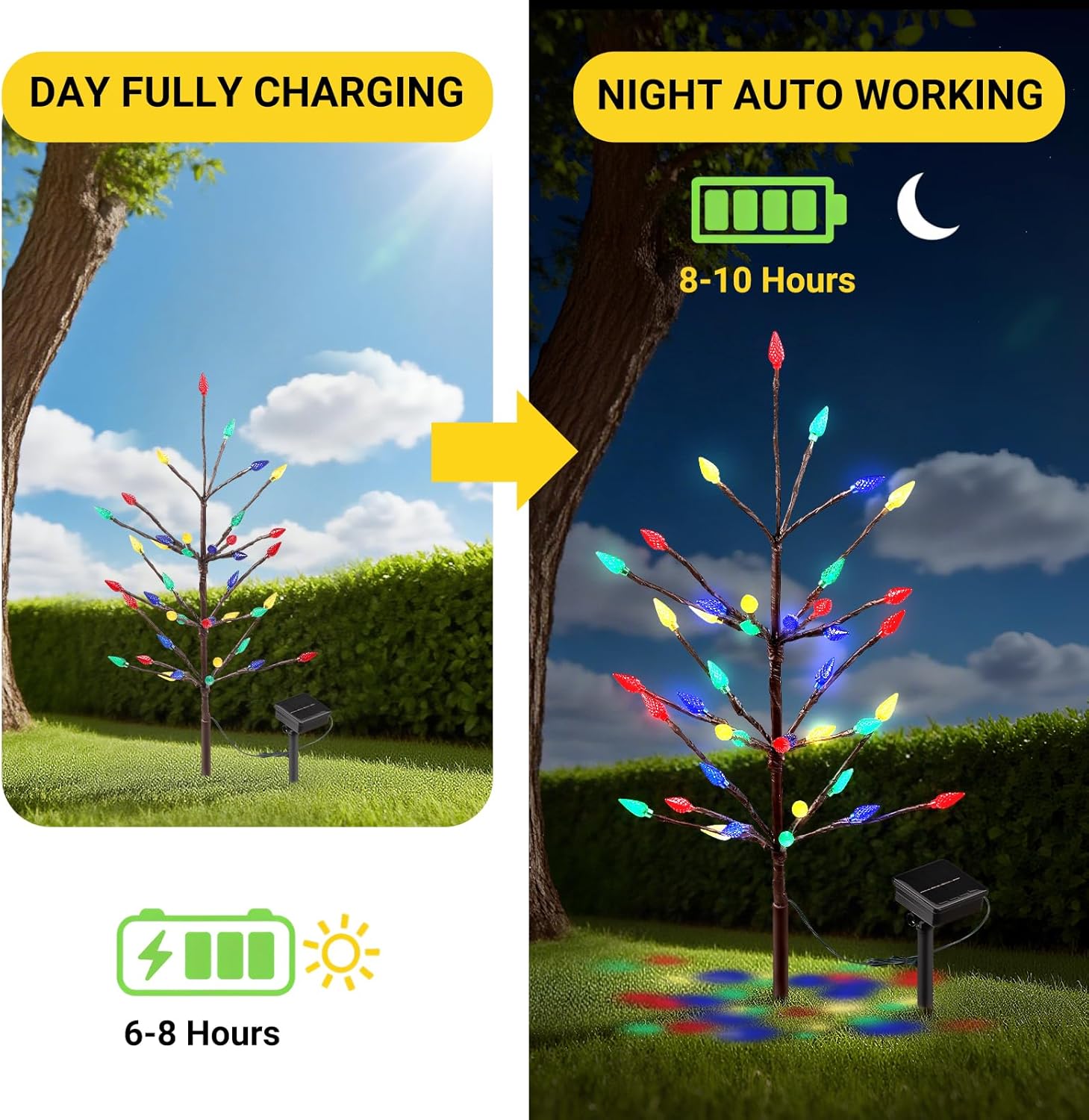 2 Packs Solar Holiday Lights, 80 LED Holiday Decorations Outdoor Solar Garden Lights, Waterproof Strawberry Pathway Lights for Decorating Yard Garden Patio Cemetery Grave - Xmas Gifts