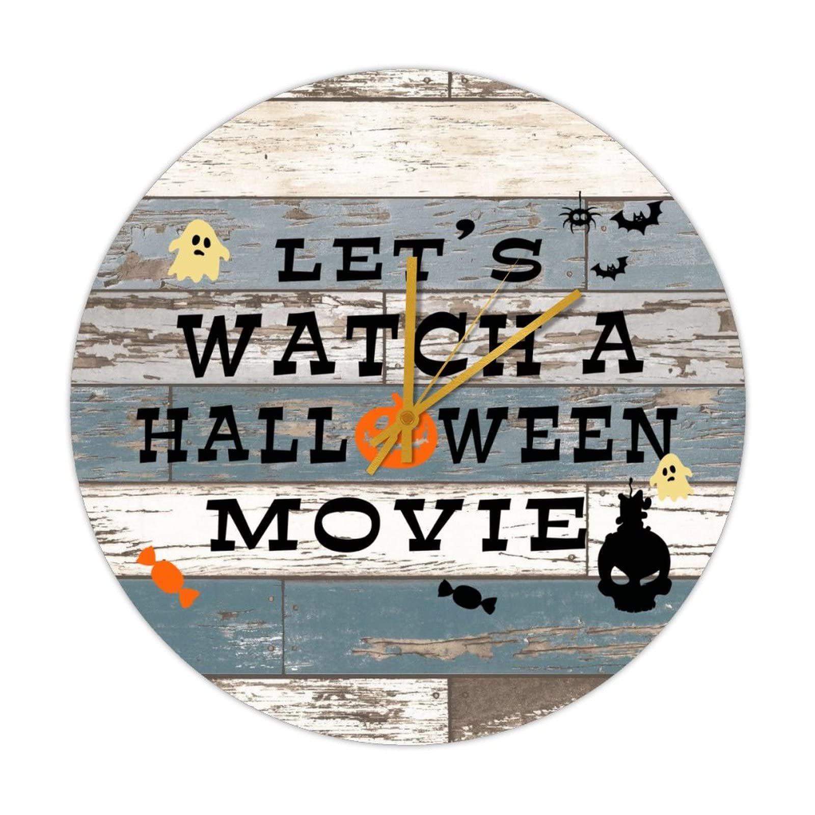 Horloge Halloween en bois citrouille vintage rétro et silencieuse ronde à piles