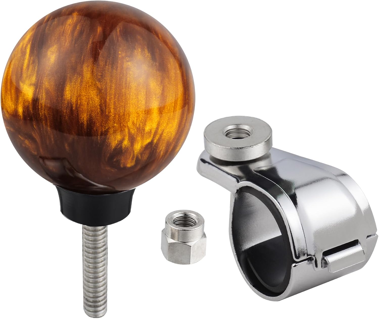 Brown Steering Wheel Knob, Ball Spinner Booster Power Handle Knobs Fit for Most Agricultural Tractors, Forklifts, Lawn Mowers