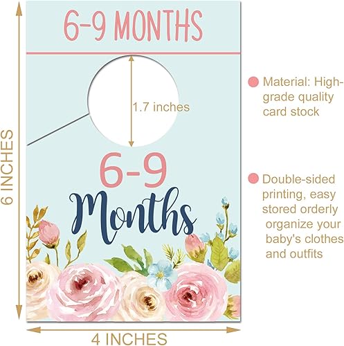 Miniatura 3 de Divisores de tamaño de armario de bebé, organizador floral para niña, colgadores divisores para armario de guardería para organizar la ropa por