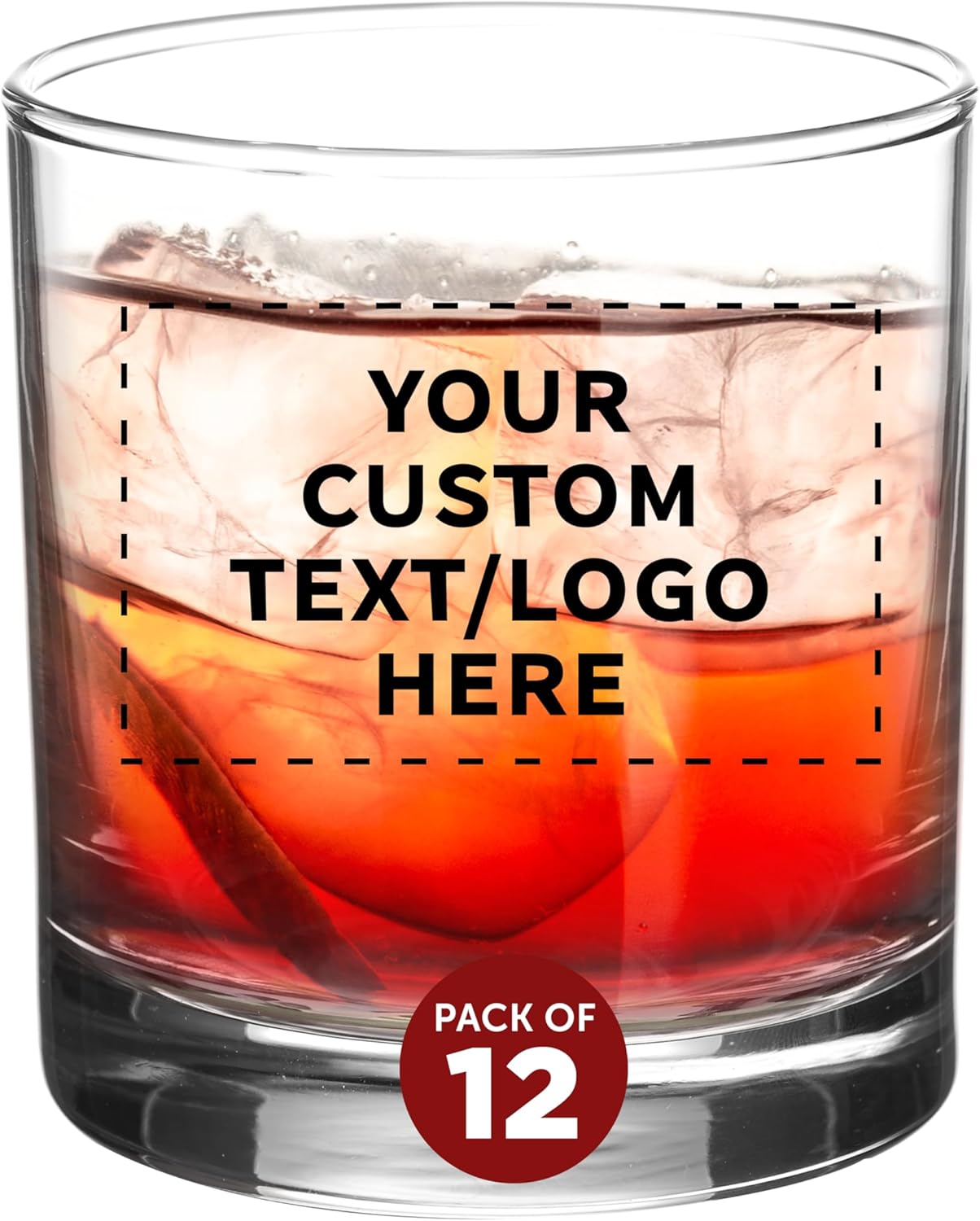 Custom Lexington Rocks Whiskey Glass 10.5 oz, Set of 12, Personalized Bulk Pack - Perfect for Scotch, Bourbon, Whiskey, Cocktail - Clear