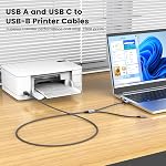 MOSWAG 2in1 USB Printer Cable 3.28FT/1M with USB C to MIDI Cable Printer cable,USB MIDI Cable USB C to USB B MIDI Cable,Cable,Compatible with Music Instrument,Piano,Midi Keyboard,USB Microphone