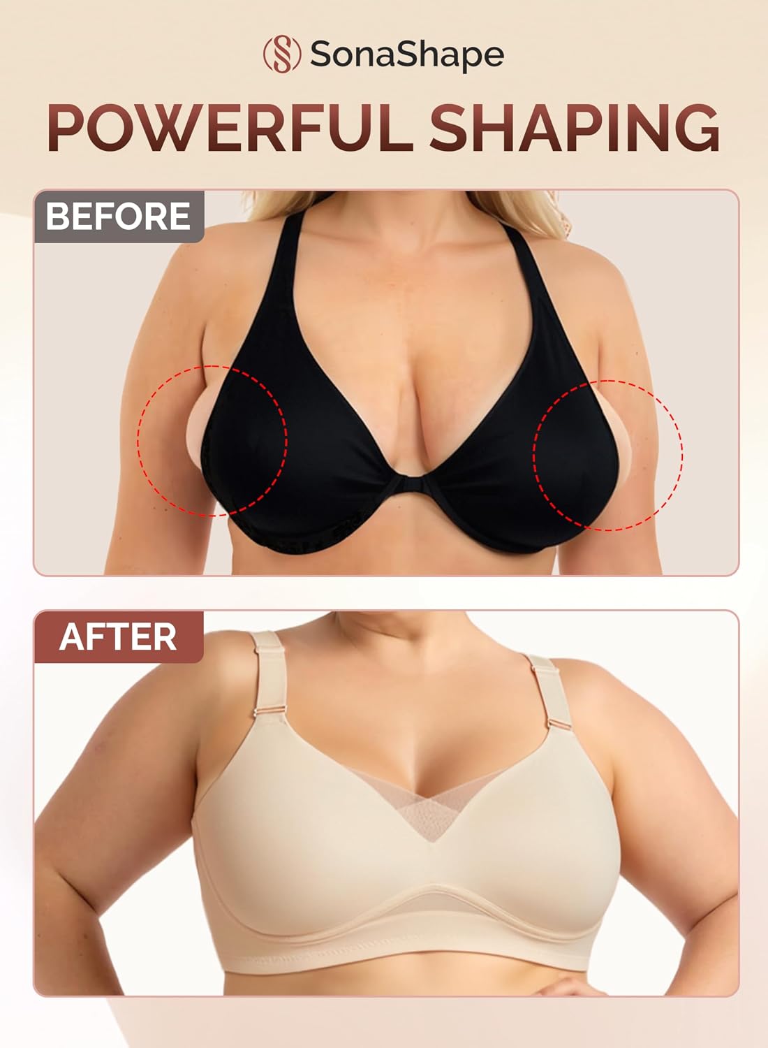 Lifting Bra for Women - No Underwire & Full Coverage, Comfortable & Seamless T-Shirt Bras for Lasting Comfort