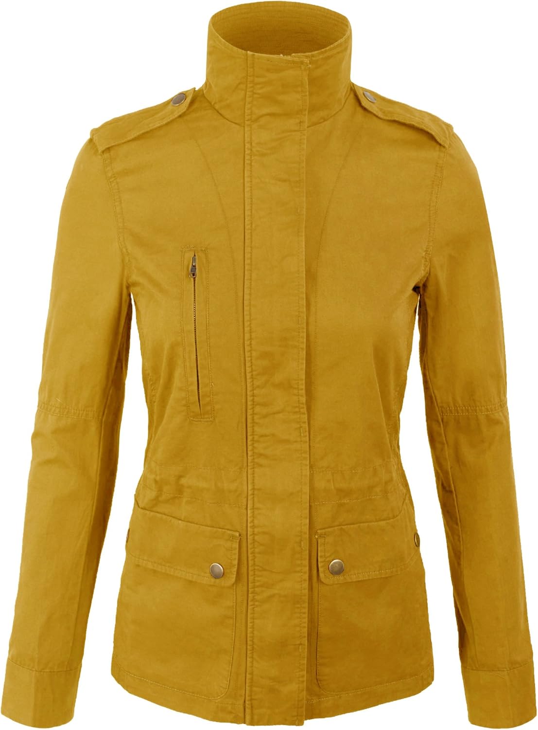 KOGMO Womens Military Anorak Safari Jacket with Pockets Small 317_mustard
