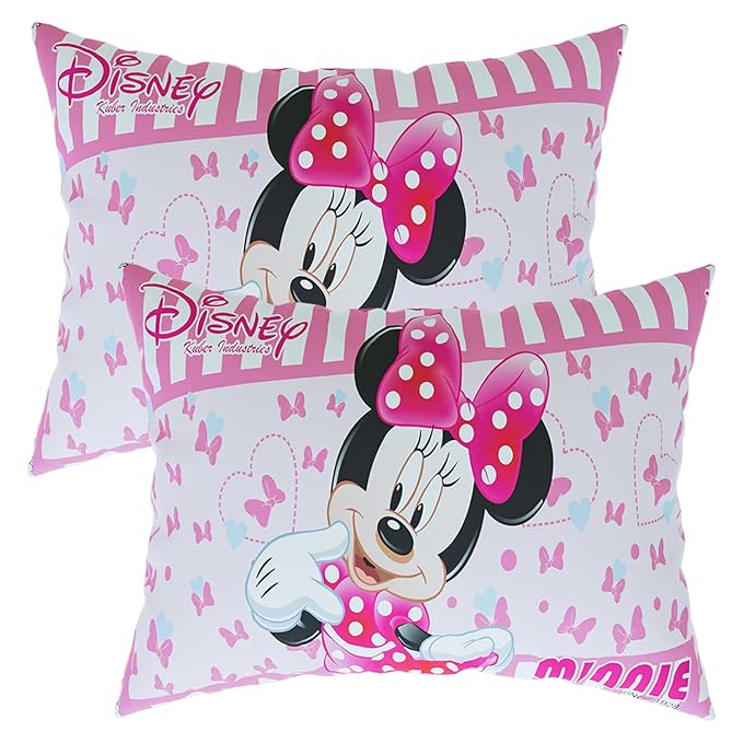 Kuber Industries Disney Minnie Pillow Cover | Silk Pillow Cover | Soft Pillow Cover | Luxurious Pillow Cover For Home | Set of 2 | 16x24 Inch | Pink