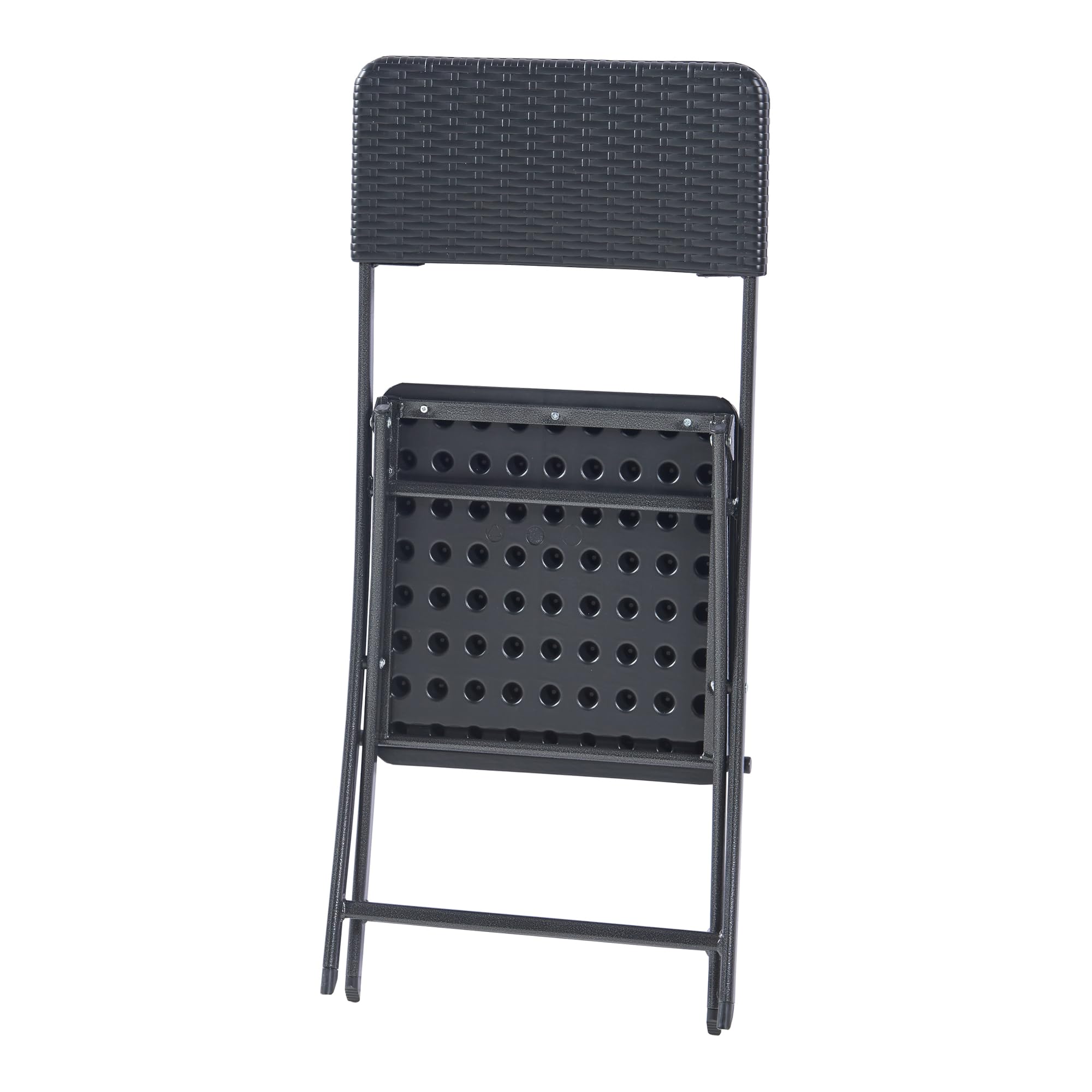 [en.casa] Lot de 2 Chaises Pliantes Extérieur pour Camping Jardin Terrasse Balcon Pêche Plage Ensemble de 2 Chaises Confortables Robustes Résistantes Métal Plastique 81 x 45 x 58 cm Effet Rotin Noir