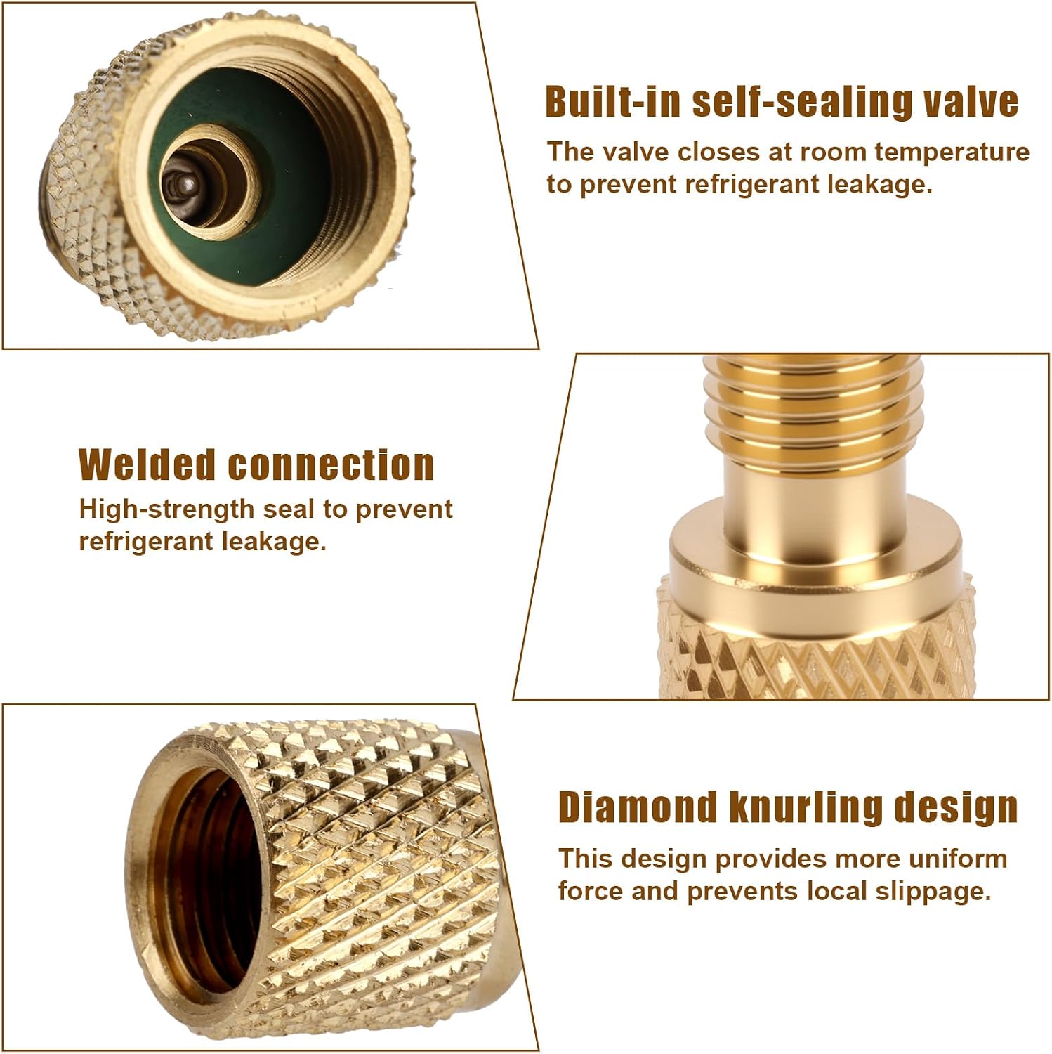 2pcs R134A Refrigerant Can Tank Brass Adapter, 1/4" Male to 1/2" Female Adapter for R12 Hose Quick Connect Fittings with Valve Core for AC Refrigerant Air Conditioner System