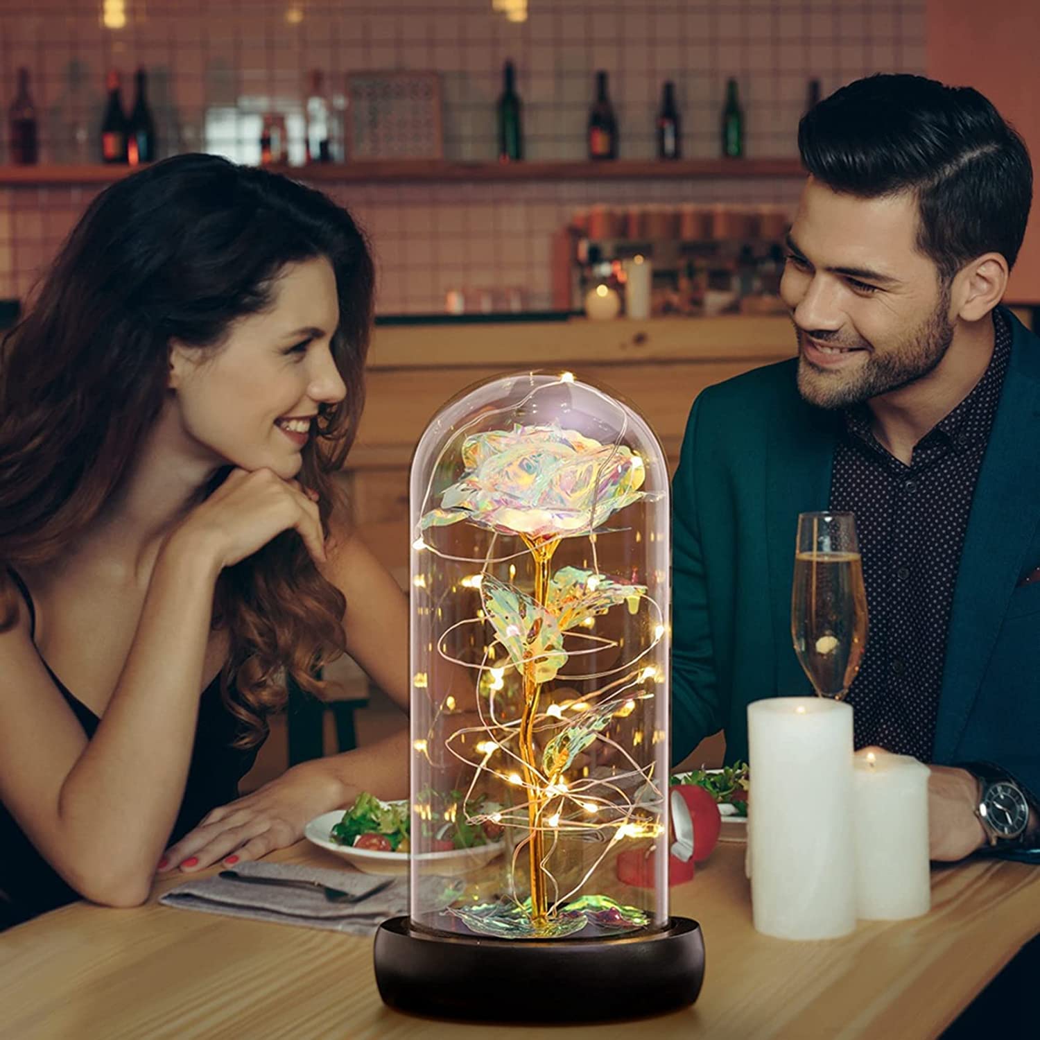 フラワーランプ　・　LED Amazon｜ローズフラワーランプ、永遠のローズドームLEDライト
