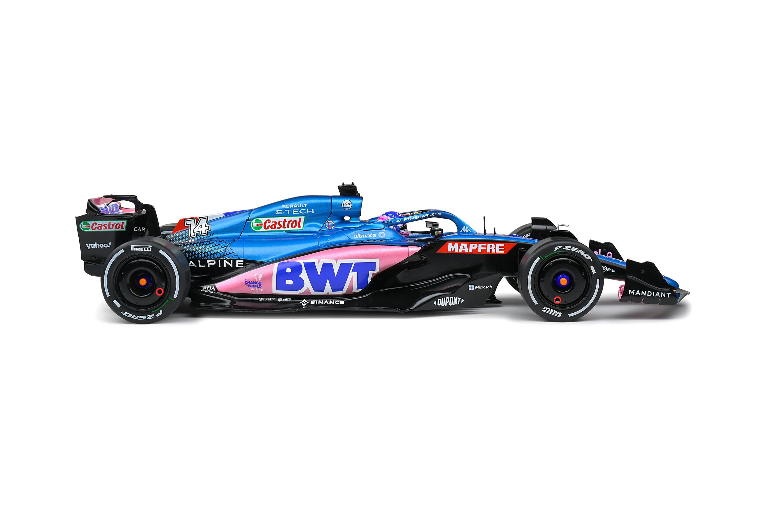 OPO 10 - Coche en Miniatura de Fórmula 1 Compatible con Alpine F1 Team A522 Fernando Alonso GP de Mónaco 2022-1:18 Solido - 1808803