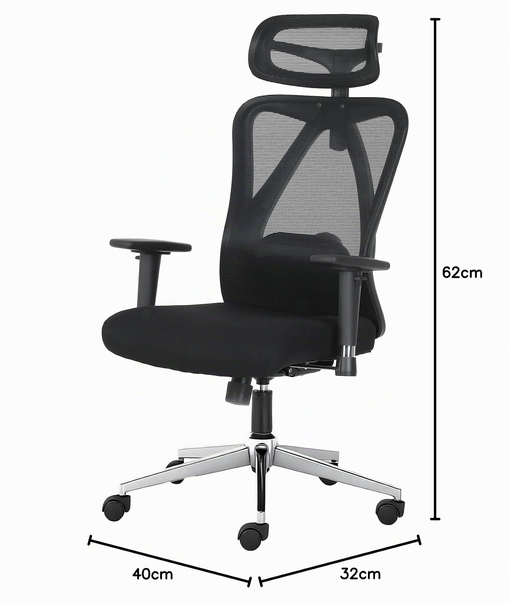ADOV Silla Oficina Ergonómica con Reposacabezas, Reposabrazos 3D, Soporte Lumbar, Silla Escritorio Giratoria 130° con Altura Ajustable y Respaldo de Malla para Oficina o Teletrabajo