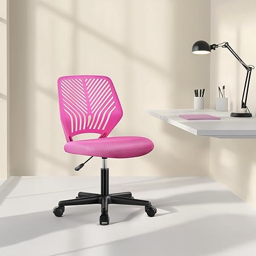 Miniatura 9 de Topeakmart Silla de oficina de malla sin brazos, silla de escritorio ergonómica con altura ajustable y soporte lumbar, silla giratoria ajustable