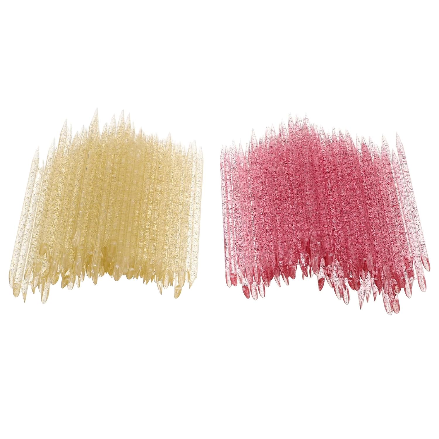 LABRIMP 600pcs Nail Dotting Sticks and Dual-ended Cuticle Pushers Manicure Tools Set with Crystal Rhinestone Picker Pens Pink and Yellow for Professional Nail Art