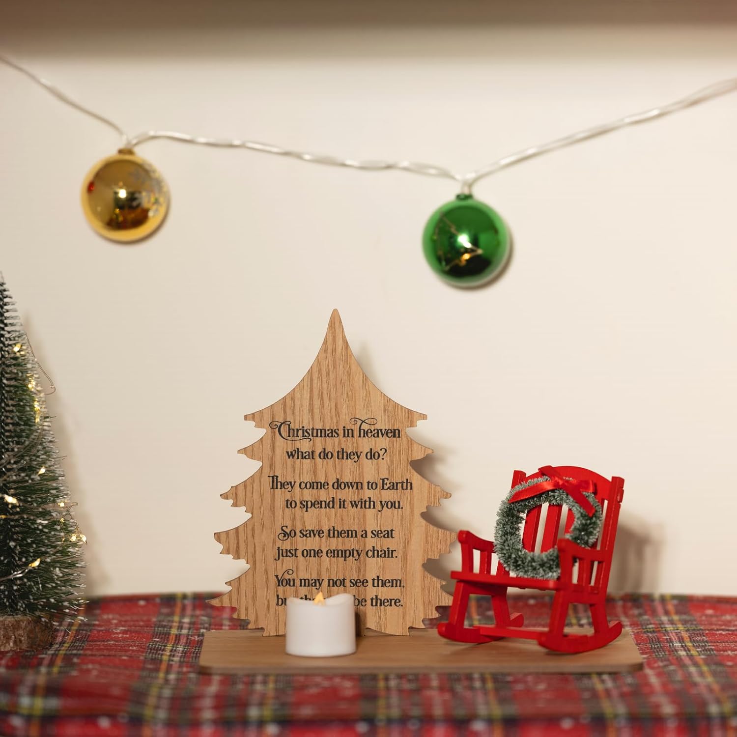 Christmas in Heaven Decoration Christmas Memorial Candle Holders Rocking Chair Ornament Save A Seat Memorial Gift Xmas Decor