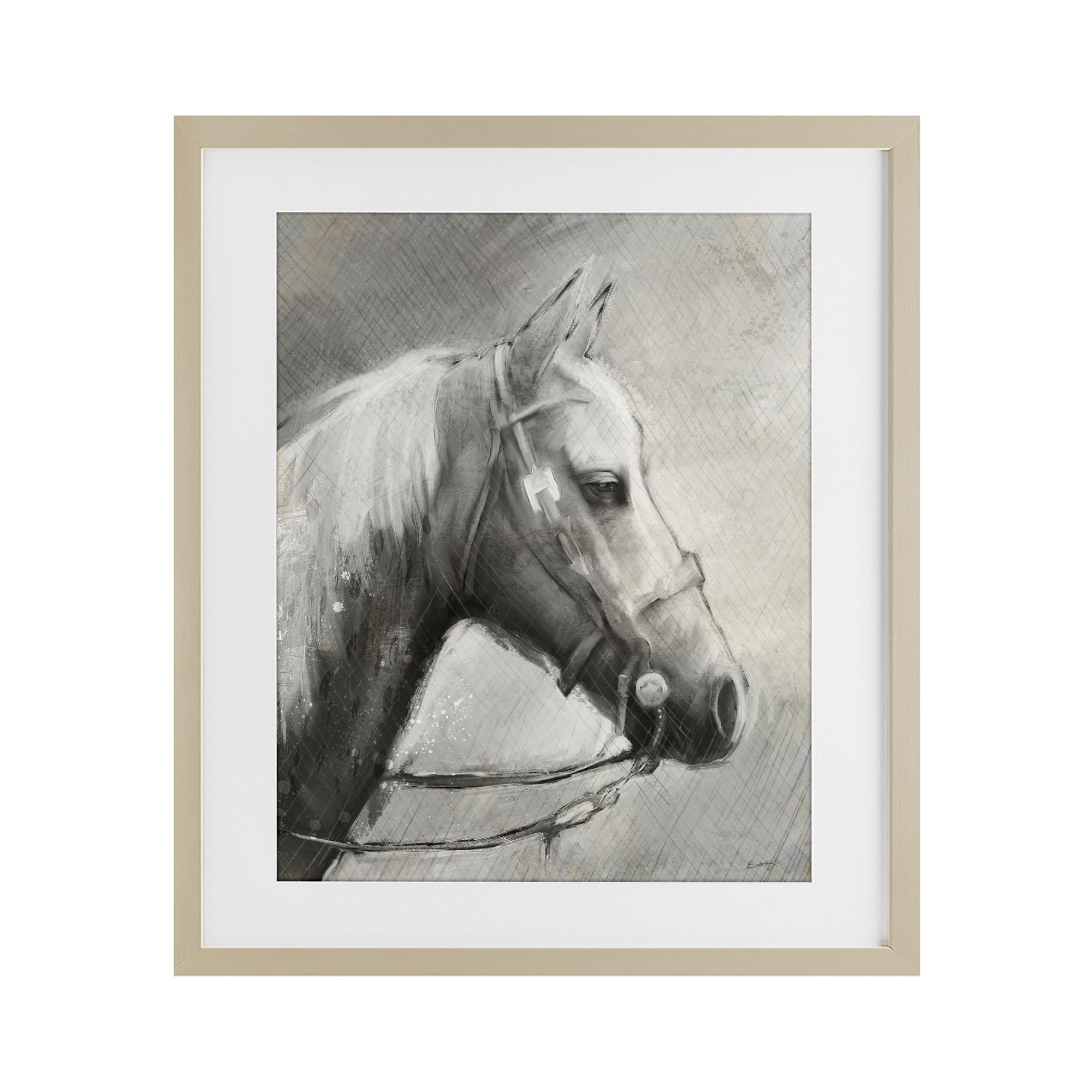 Stupell Industries Harvest Pine (Textured) 'Modern Ranch Horse'| Framed Print Under Glass