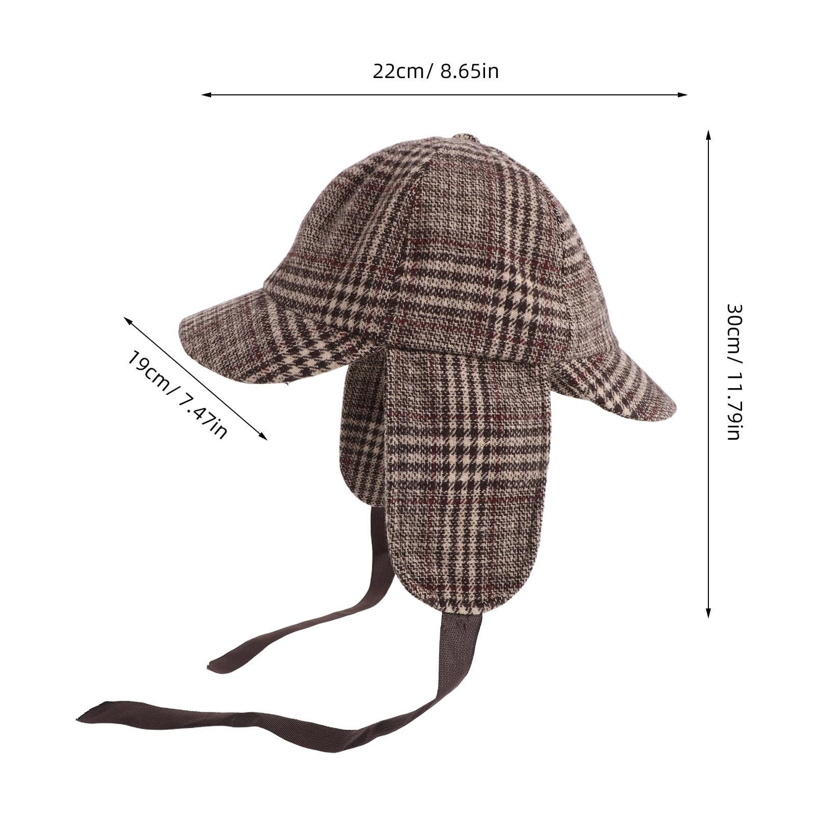 Tofficu 4 Piezas Sombrero Infantil de Disfraz Estilo Detective Doble ala y Orejeras Ajustables, Diseño de Cuadros para Juegos de rol y Uso Diario