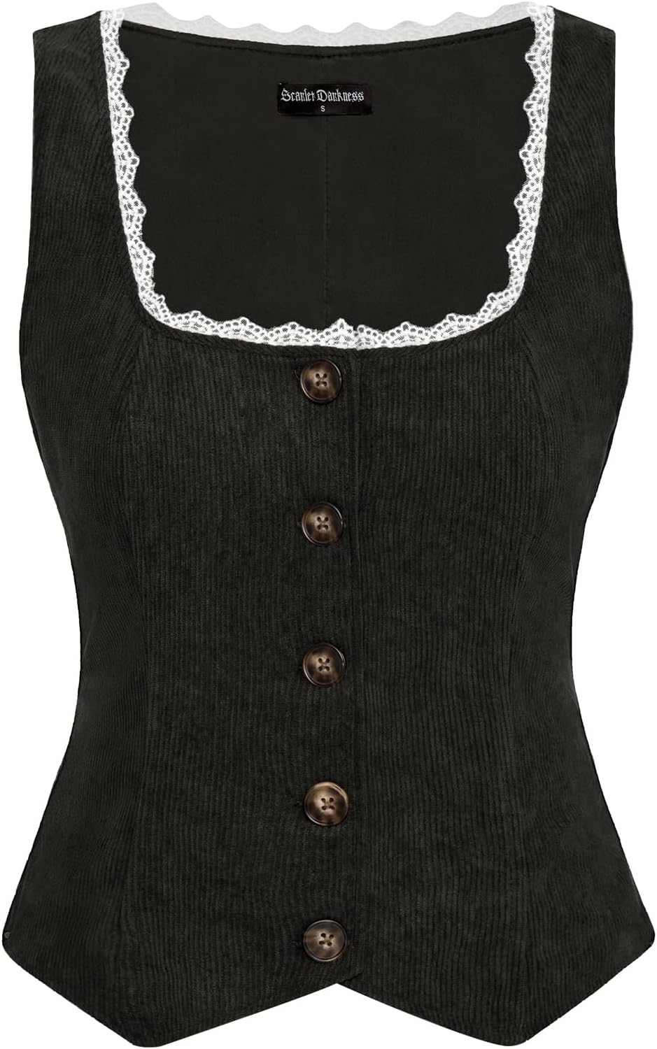 Scarlet Darkness Women Renaissance Corset Vintage Button Down Corduroy Pirate Waistcoat Vest