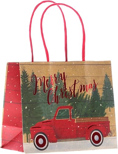 Miniatura 3 de Bolsas de regalo de papel kraft de Navidad con sello de aluminio, pequeñas Vogue, paquete de 12