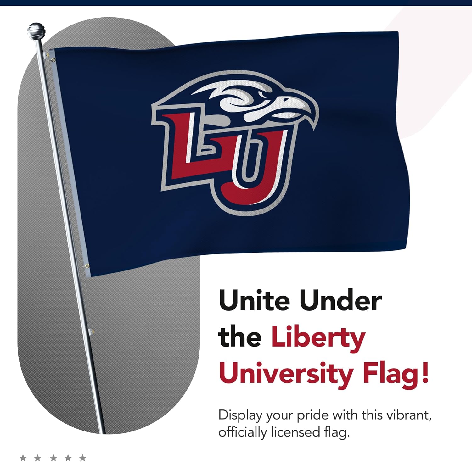 Liberty Flames College Sports Printed Flag - NCAA Licensed - Nylon - School Banner (Blue, Red) (3' x 5')