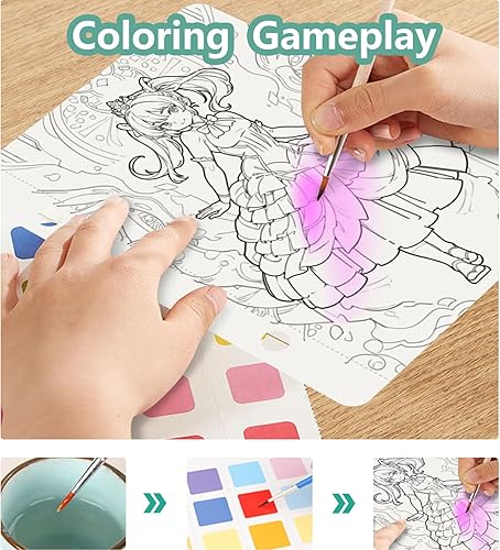 Miniatura 6 de Jokvaex Arte de tela para niños, rompecabezas de hada de princesa 6 en 1, pintura de punción para niños, 6 formas de jugar, kits de arte poke para