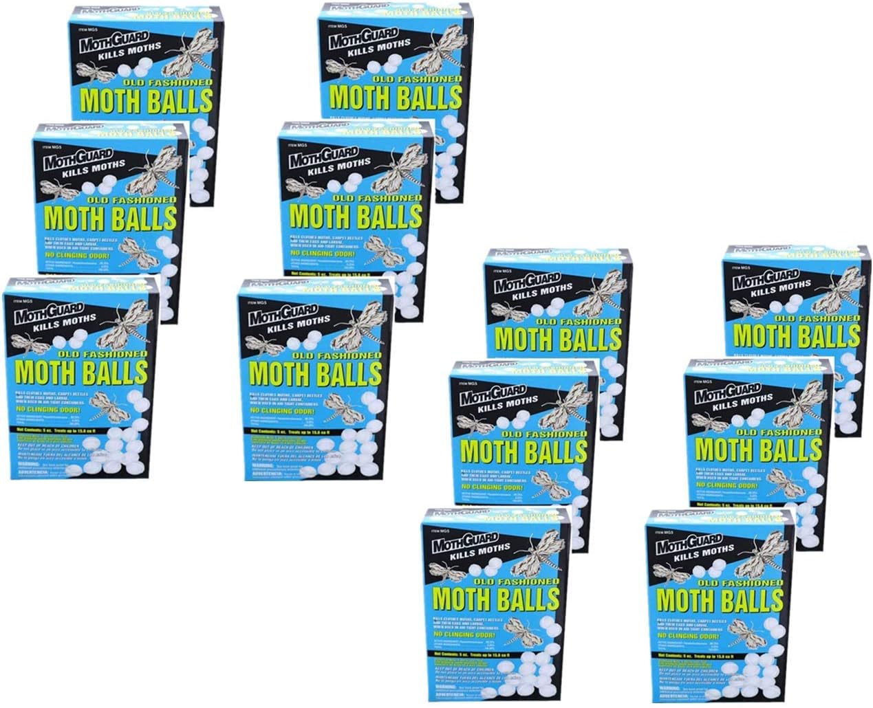 12 Pack MothGuard Moth Balls Old Fashioned Original Moth Balls, Repellent Closet Clothes Protector, No Clinging Odor, Kills Clothes Moths, Eggs, Larvae and Carpet Beetles