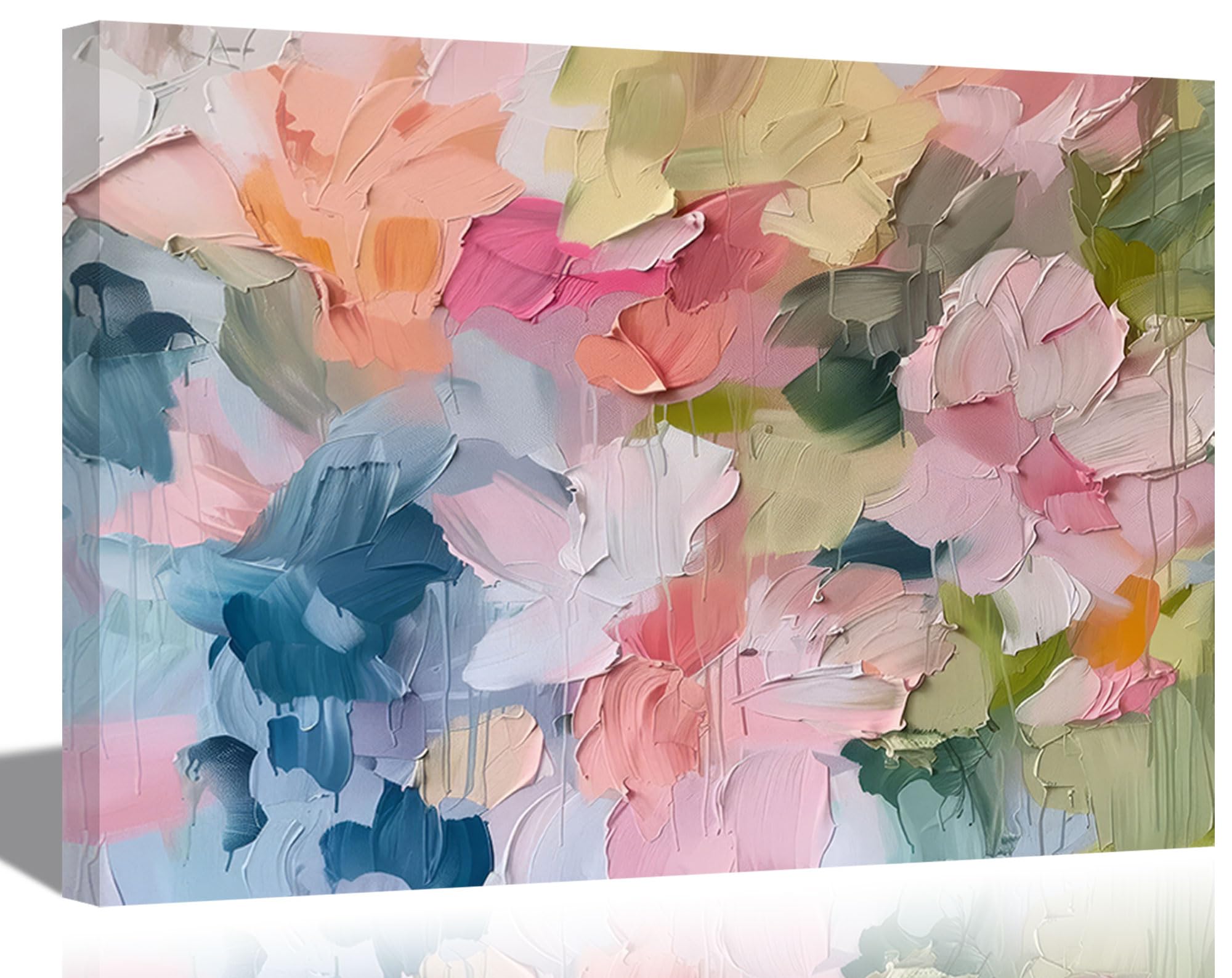 Pink Abstract Canva Wall Art Modern Colorful Oil Painting Style Wall Decor Pisture Danish Powder Palette Poster Print Painting for Living Room Bedroom