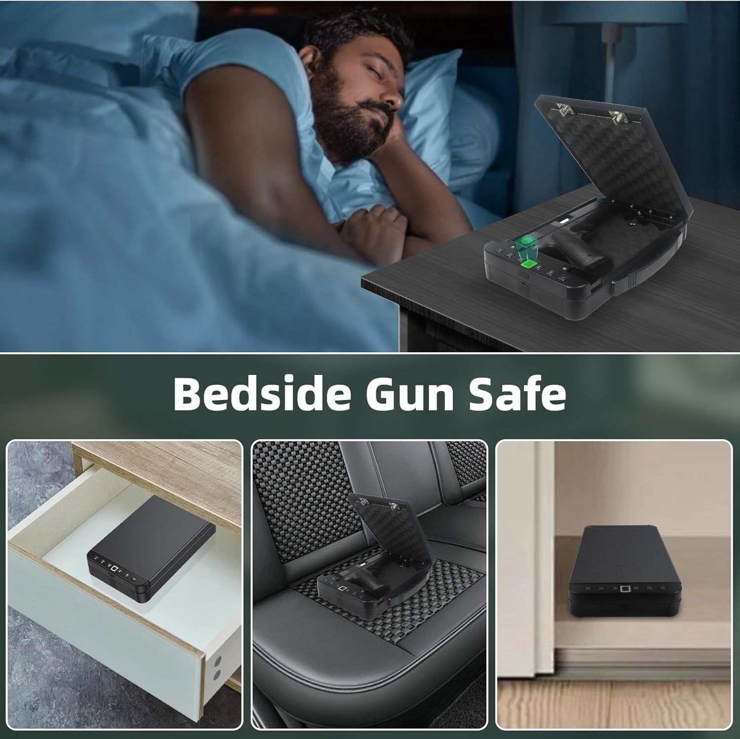 Smart Safe Box,Fingerprint Gun Safe with Password Key and Tuya App Unlocking,Portable Case Suitable for Car,Travel