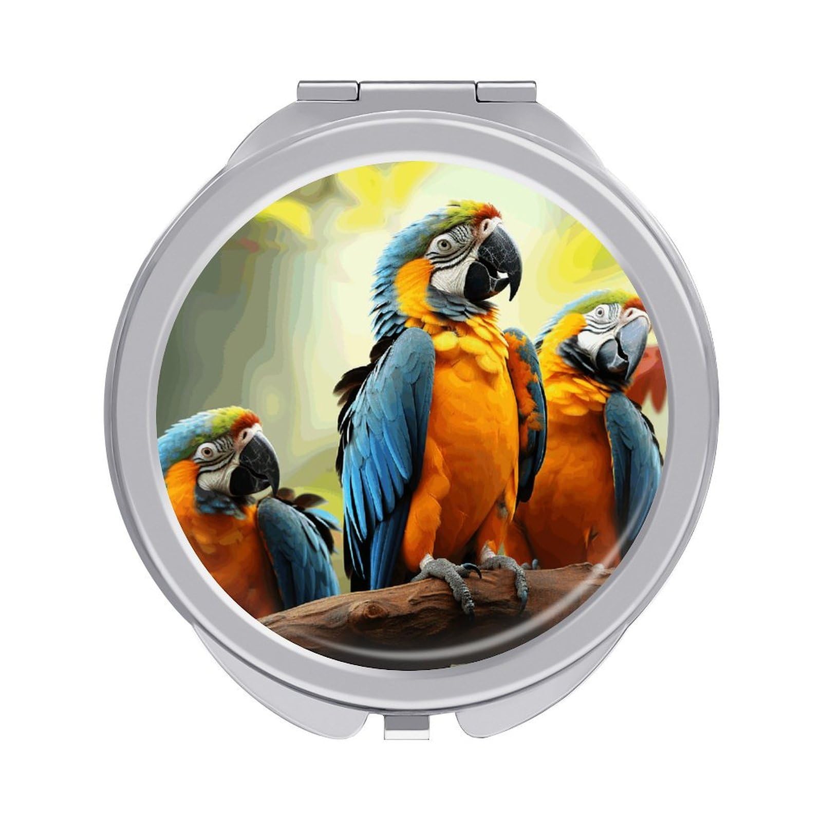 JTREHY Cute Parrots Makeup Mirror Portable Folding Mirror Compact Travel Mirrors 2-Sided Round Pocket Mirrors Cute Handheld Beauty Mirror for Handbag Purse for Women Gift