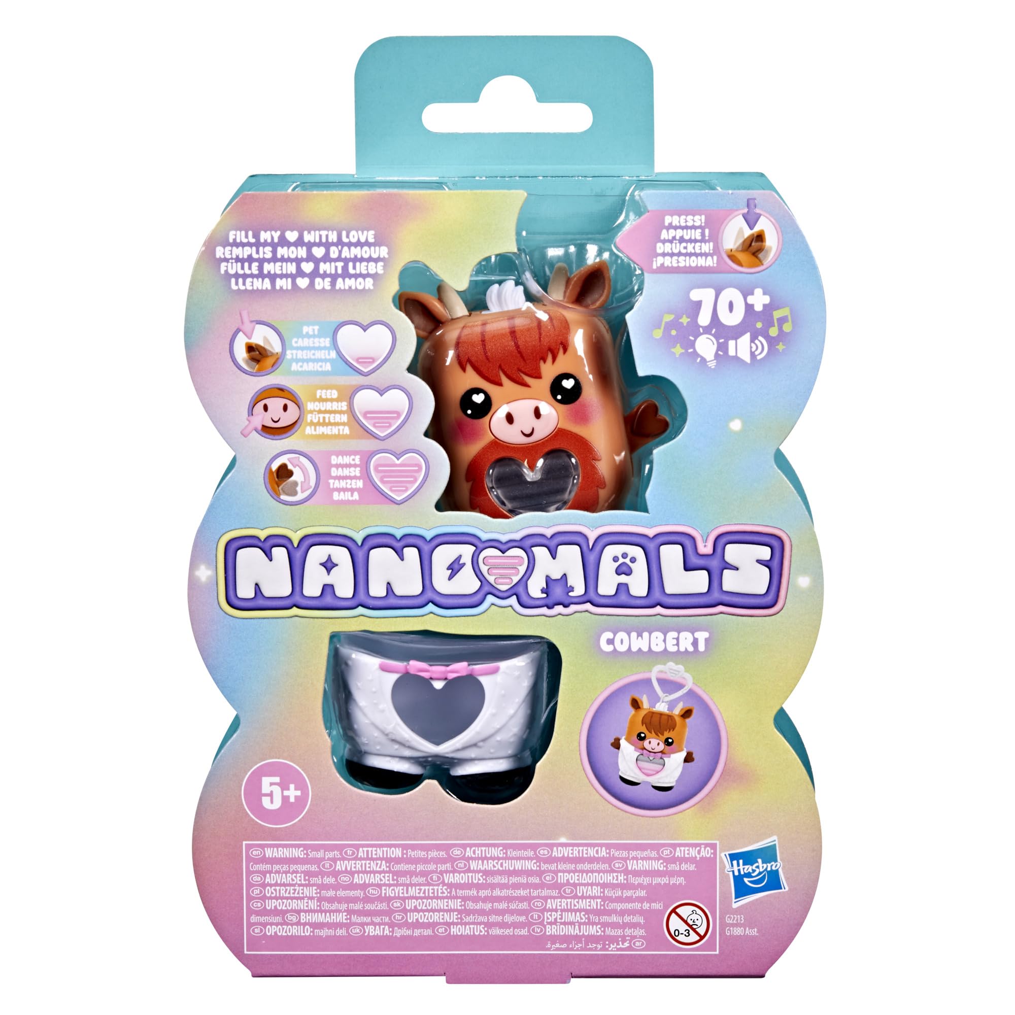 Hasbro Nano-Mals Cowbert the Highland Cow Electronic Fidget Pet, Brown, 6.9 cm - Image 2