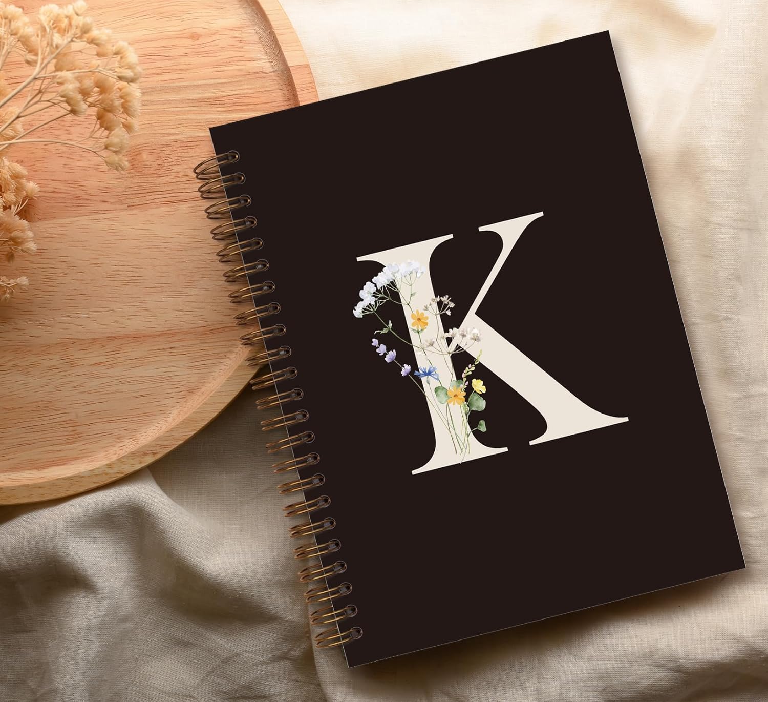 Trendy Personalized Journal Hardcover Spiral Notebook,Black Initial Letter K Notebook,Monogrammed Gifts for Women Teen Girl,College Ruled Hardcover Spiral Notebook 5.5 x 8.3 - Image 5