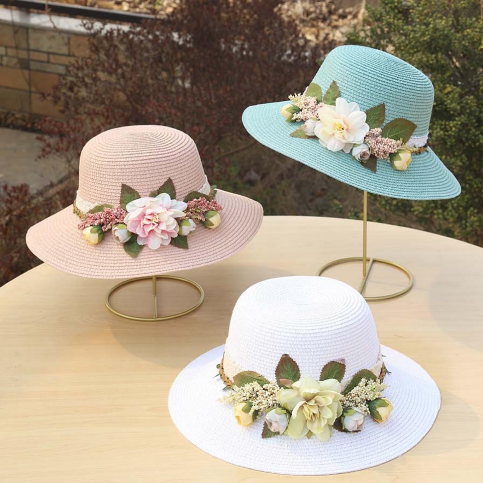 Cappello da Sole Cappelli da Sole, Cappello da Sole in Paglia da Donna, Largo 50+, Pieghevole, Estivo da Spiaggia, Multicolore(White)