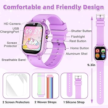 Kids Smart Watch Girls Gift for Girl Aged 5-12, 40 Games HD Touchscreen Kids Watch with Video Camera Music Pedometer Audiostory Learn Card Toys Birthday Gifts for Girls Ages 5 6 7 8 9 10