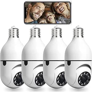 WiFi Light Bulb Camera/1080P Security Camera/2.4GHz WiFi Smart 360°Panoramic Indoor Surveillance Camera with Night Vision Motion Detection Alarm Two-Way-Talk Phone Remote View Outdoor (White-4pcs) asin的图片