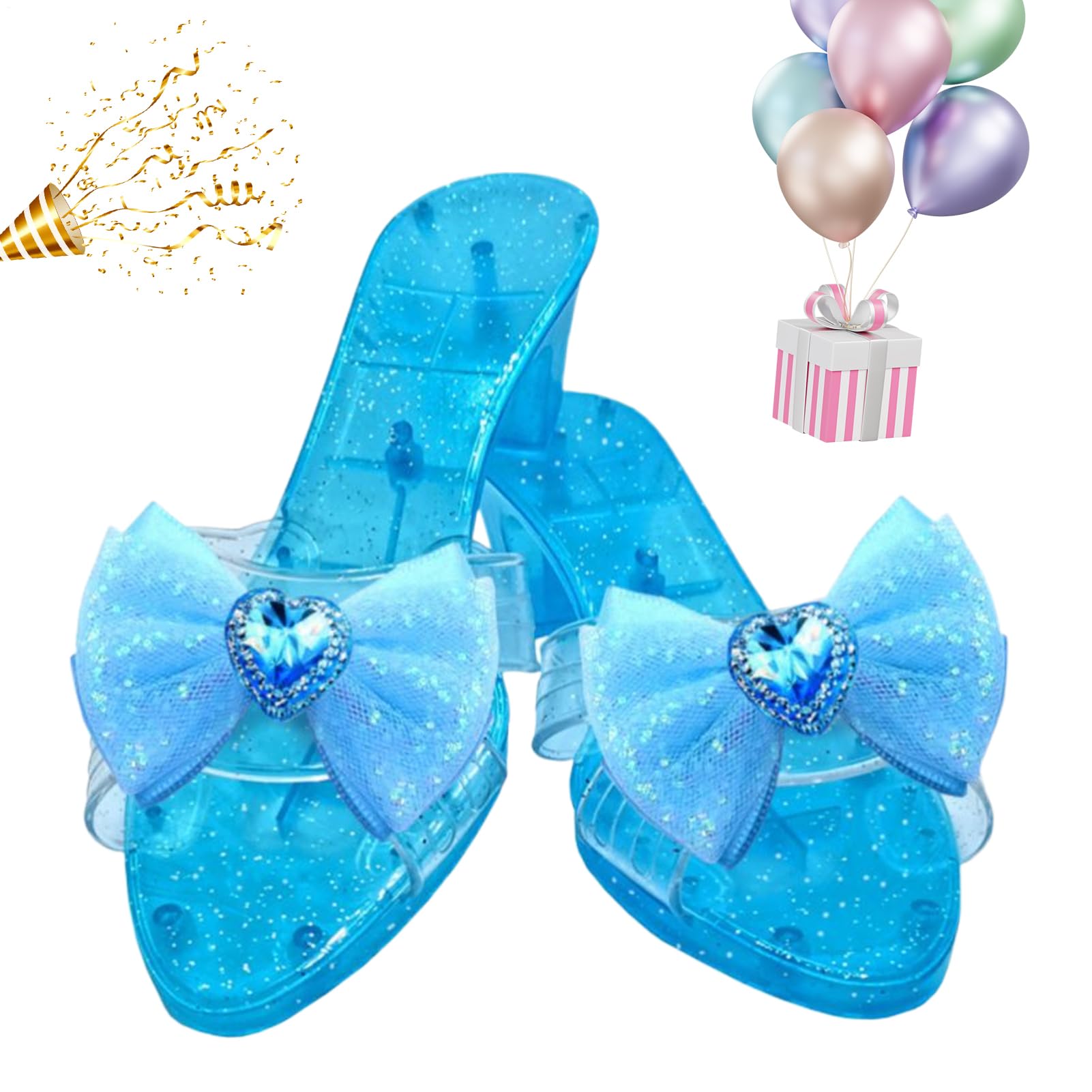 Princess Shoes, Princess Dress Up Shoes for Girls, Cosplay Prop High Heels for Little Girl, Princesss Crystal High Heel Kids, Pretend Play Crystal Heels for Masquerade Carnival School Character