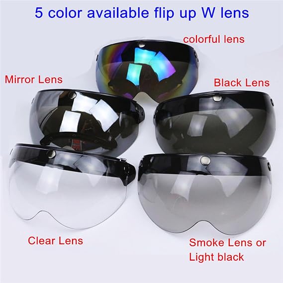 Motorcycle Retro Pilot Style Standard 3 Snap Button Visor Up Down Open Face Helmet Windshield 3 Buckle Safe