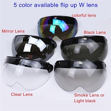 Motorcycle Retro Pilot Style Standard 3 Snap Button Visor Up Down Open Face Helmet Windshield 3 Buckle Safe