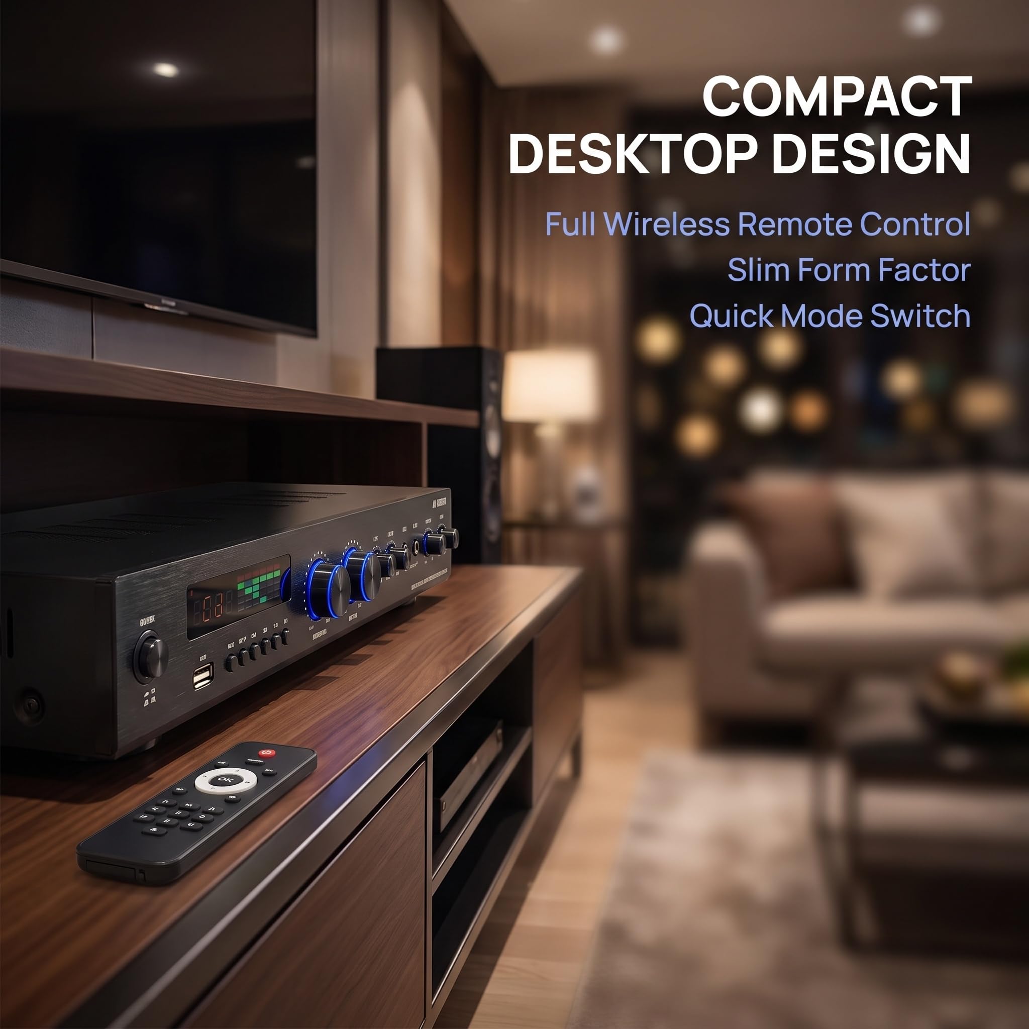 Amplificatore Audio A 5.1 Canali, Ricevitore per Home Theater E Karaoke da 800 W, con Bluetooth 6.0, Uscita Subwoofer Indipendente, Ingresso Ottico, Coassiale E USB, Telecomando