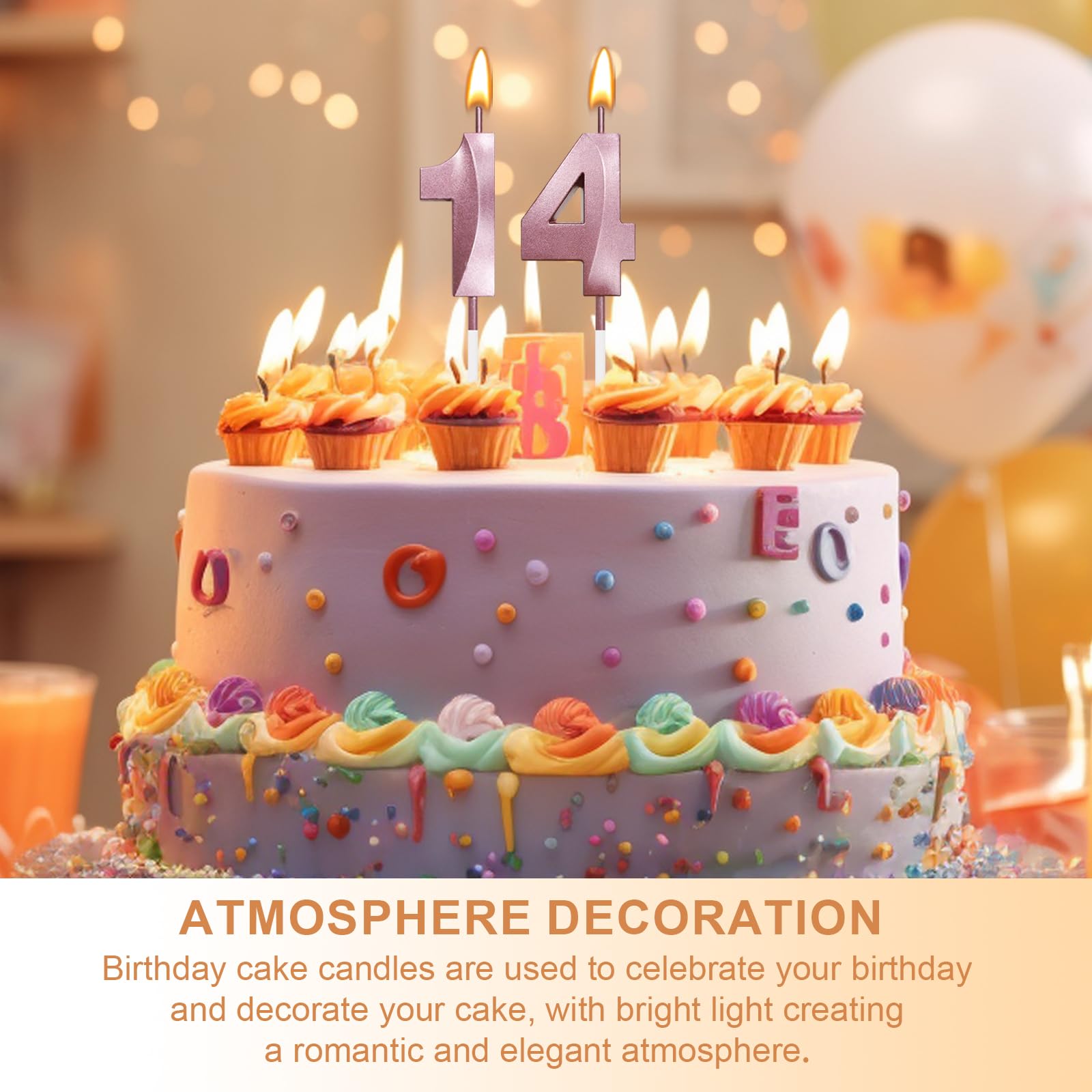 Bougie d'anniversaire à paillettes or rose 3D numérotée 90e décoration gâteau