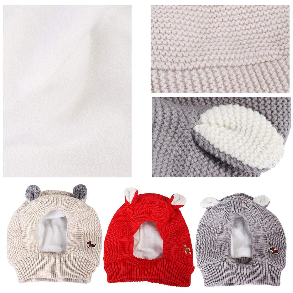Weihnachts-Hundemütze Mit Pompon – Gestrickte Ohrenschützer Für Winter – Rot, Größe L – Wärmend & Lustig